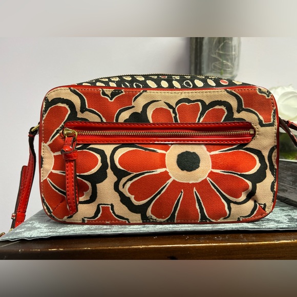 EUC Coach Poppy Flower Scarf Print Red Flight Crossbody - Picture 7 of 15